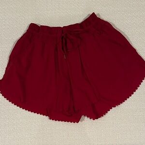 Lorna Jane Women's Red Scalloped Hem Shorts